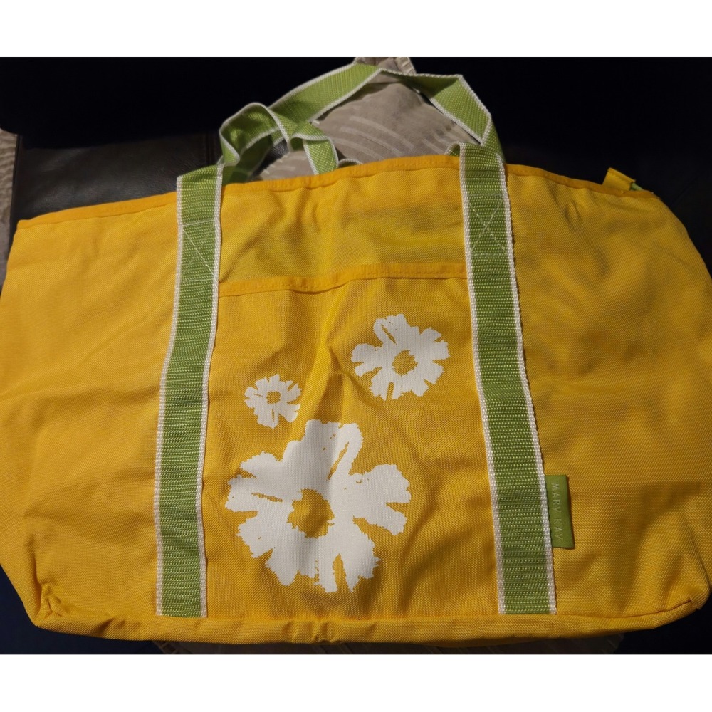 Mary Kay Yellow Green Floral Double Handle Canvas Tote